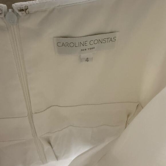 Caroline Constas Irene Ruffle Tiered Off Shoulder White Eyelet Mini Dress Size 4 - Picture 13 of 15